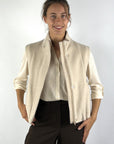 Oscar The Collection Rick Jacket beige bodywarmer met opstaande kraag in Macademia