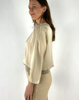 Oscar The Collection - Celia Satijnlook Top met Mouwdetail - Cream - 2613