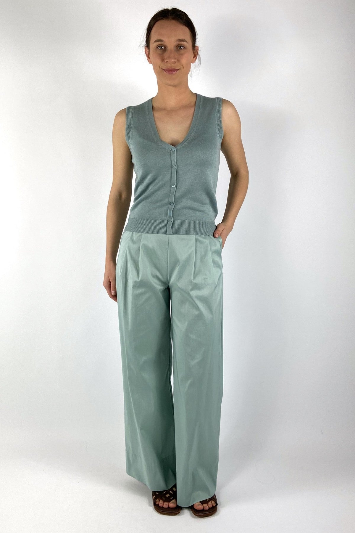 Oscar-The-Collection-Quin-top-pacific-zeegroen-doorknoop-model-voor-dames.