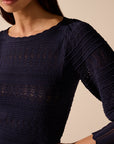 Oscar The Collection - Judith top - Trui boothals detail - navy