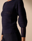 Oscar The Collection - Judith top - Trui boothals detail - navy