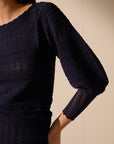 Oscar The Collection - Judith top - Trui boothals detail - navy