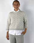 Pull met lange mouwen van Peserico in zachte alpacamix met ronde hals en subtiele metaalglinsters. Zigzagpatroon
