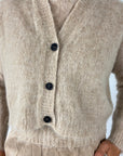 Peserico - A99360F12K - Gillet kort bicolor alpaca - ecru sepia
