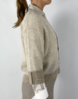 Peserico - A99360F12K - Gillet kort bicolor alpaca - ecru sepia