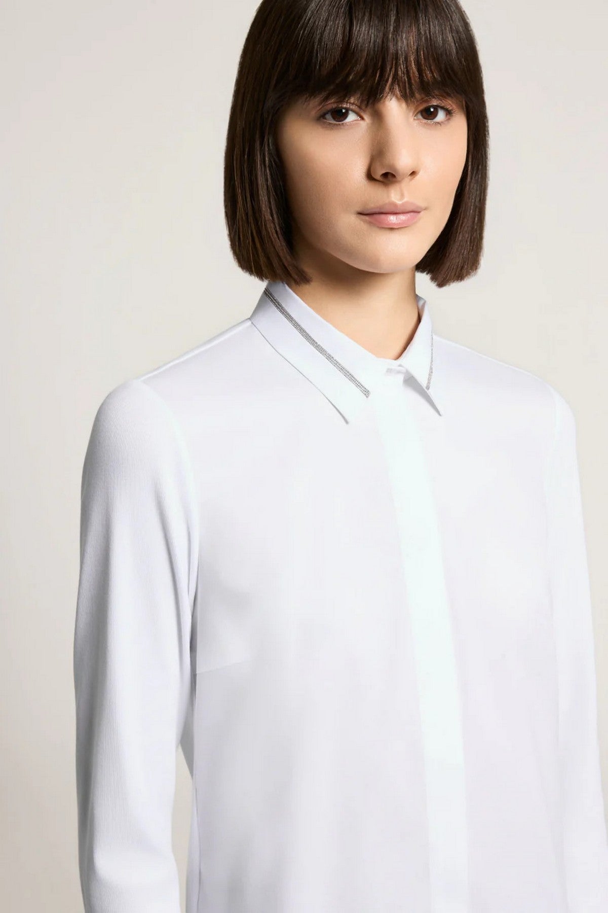 Peserico - A06699J0 | A00 - Bloes popeline detail kraag - FLASH WHITE