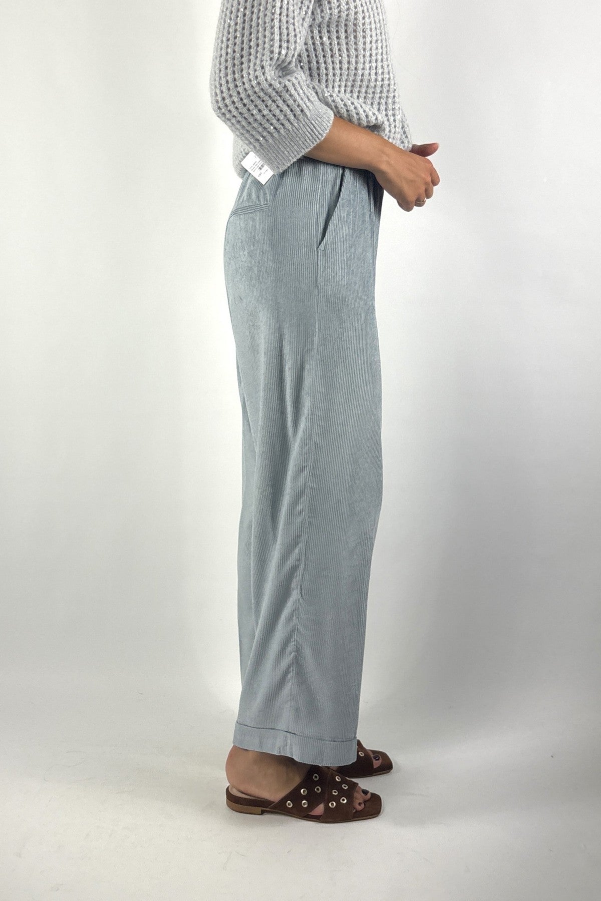 Peserico A04036 palazzo broek corduroy – Neptune Blue