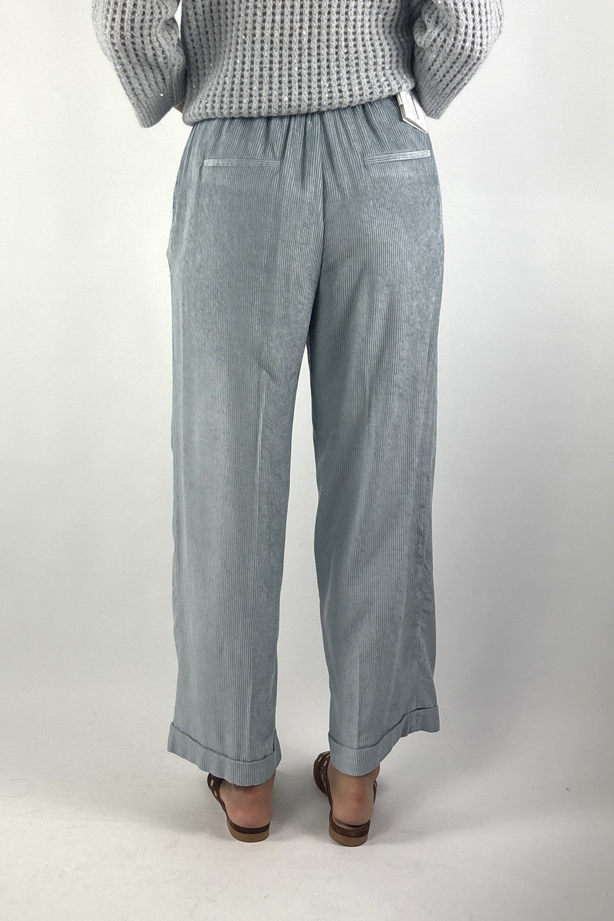 Peserico A04036 palazzo broek corduroy – Neptune Blue
