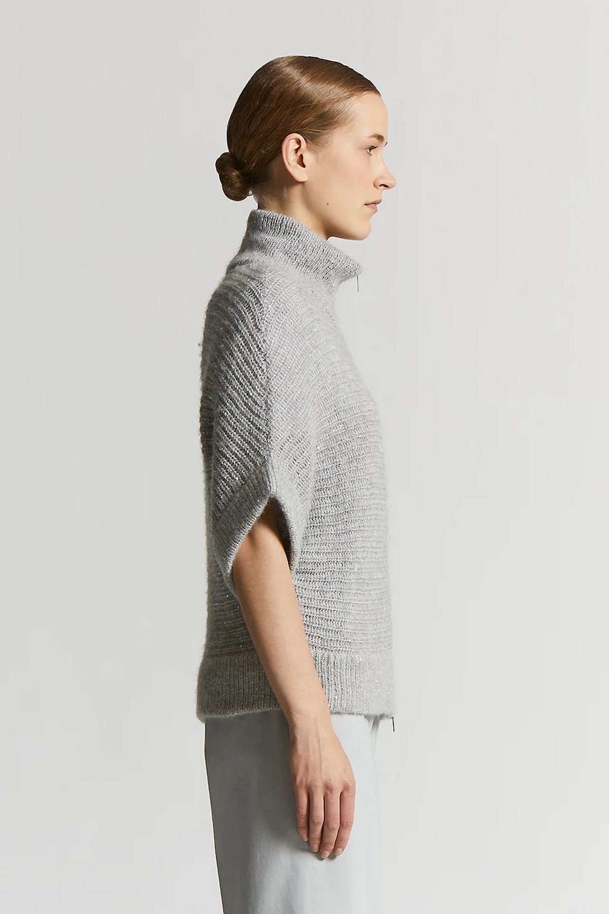 Peserico - A99352F03 - Gillet capemodel met rits - silver salt