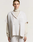 Peserico gebreide sweater van scheerwol, zijde en kasjmier met capuchon en Punto Luce-detail