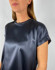 Peserico - SO6808 61D - Shirtbloes zijdestretch - inktblauw