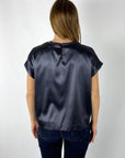 Peserico - SO6808 61D - Shirtbloes zijdestretch - inktblauw