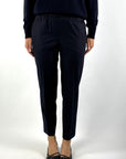 Peserico 7/8 broek in marineblauwe flanel wol- en cashmeremix