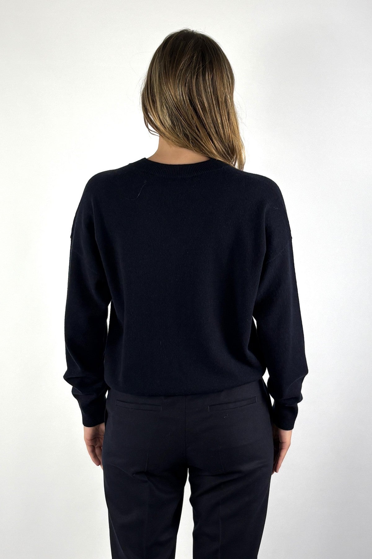Peserico trui met V-hals in wol, zijde en cashmere – Universe Blue