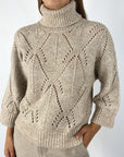 Peserico - S99394F03 - Pull ajour breipatroon - beige