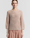 71-S99134F05-9263A-90A-38 Peserico linnen trui met micro-pailletten in de kleur light pink.