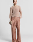 Peserico - Leinenpullover mit langen Ärmeln und Pailletten - Light Pink - S99134F05