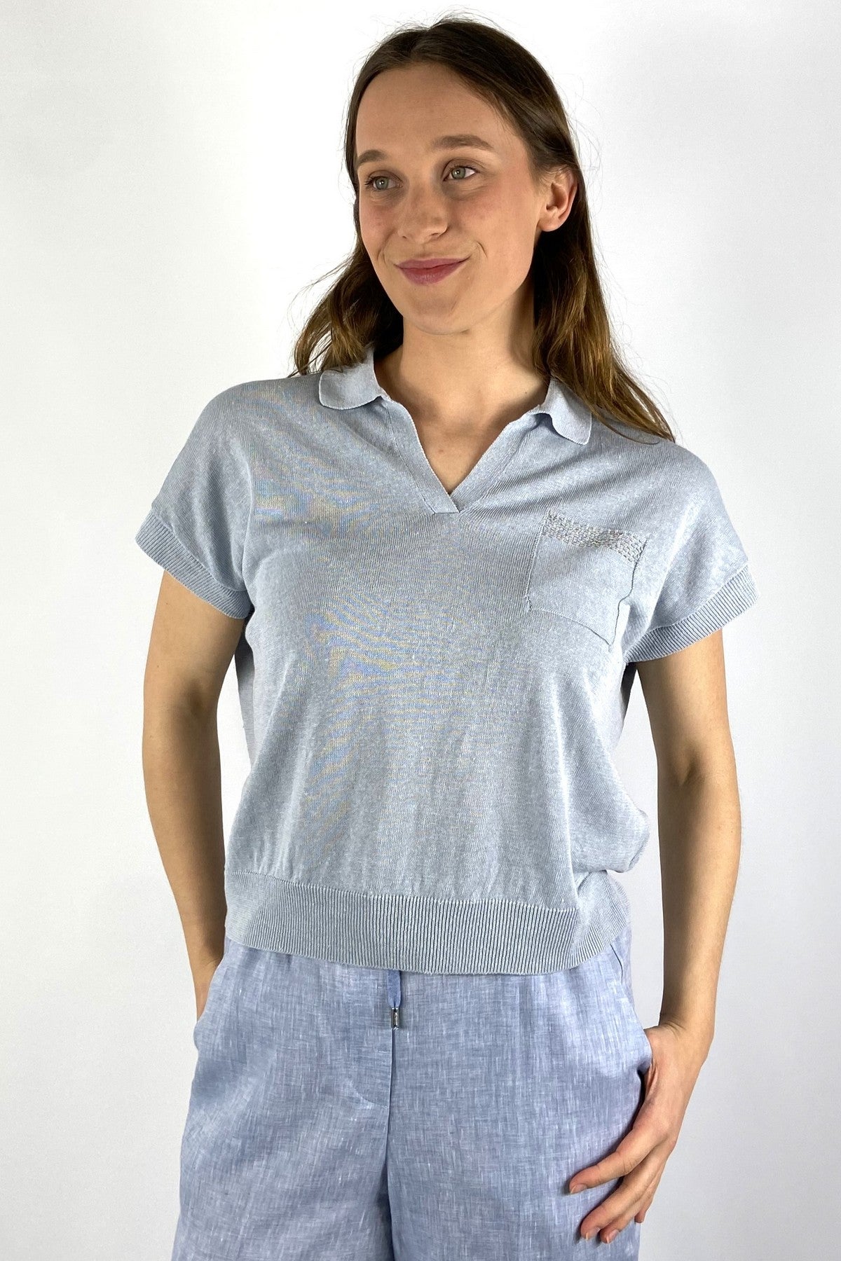 Peserico S99178F12 Polotrui met Punto Luce - Lichtblauw