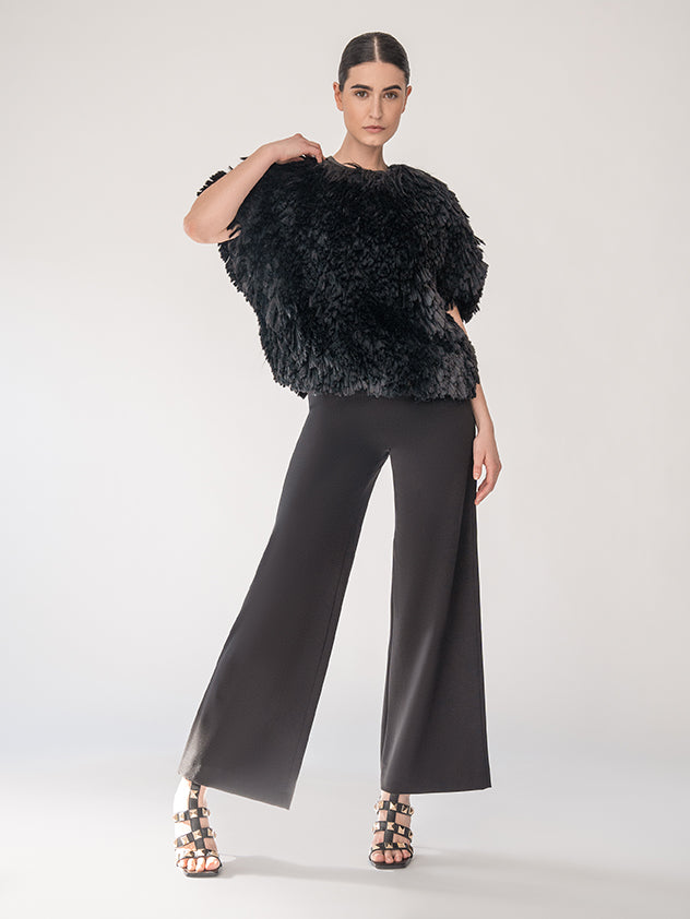 Damesbroek met wijde pijpen in anthraciet uit de herfstcollectie van Seductive.