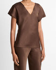 Vince - V132913142|222 - Hemdbluse V Satin - Espresso