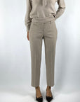 Seductive Mary 092825/9540 rechte pantalon in beige Hanf met strijkplooi en mid waist