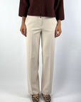 Seductive Luca 925961/9528 rechte pantalon in Sand met persplooien en middelhoge taille