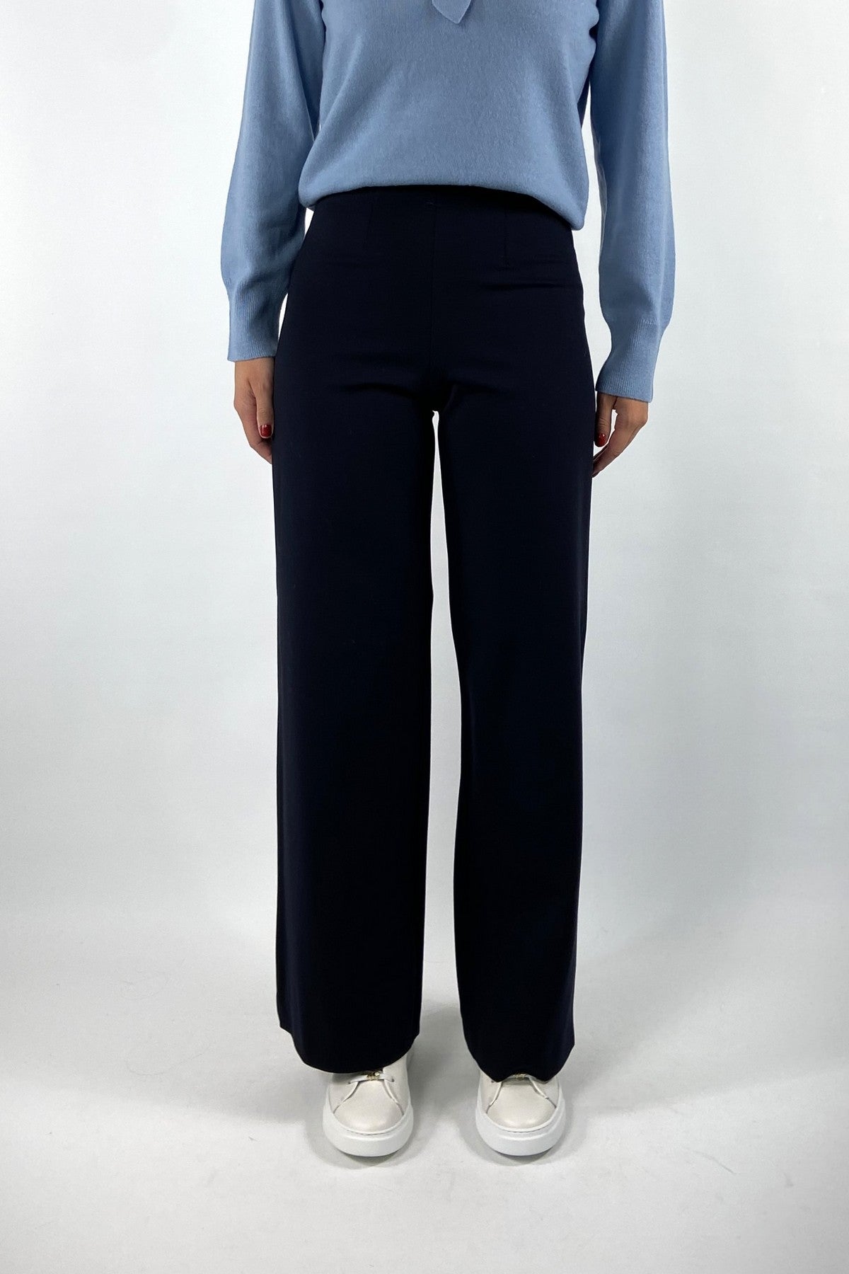 Seductive Kimberly wide leg broek in donkerblauw met elastische taille en soepele viscosejersey