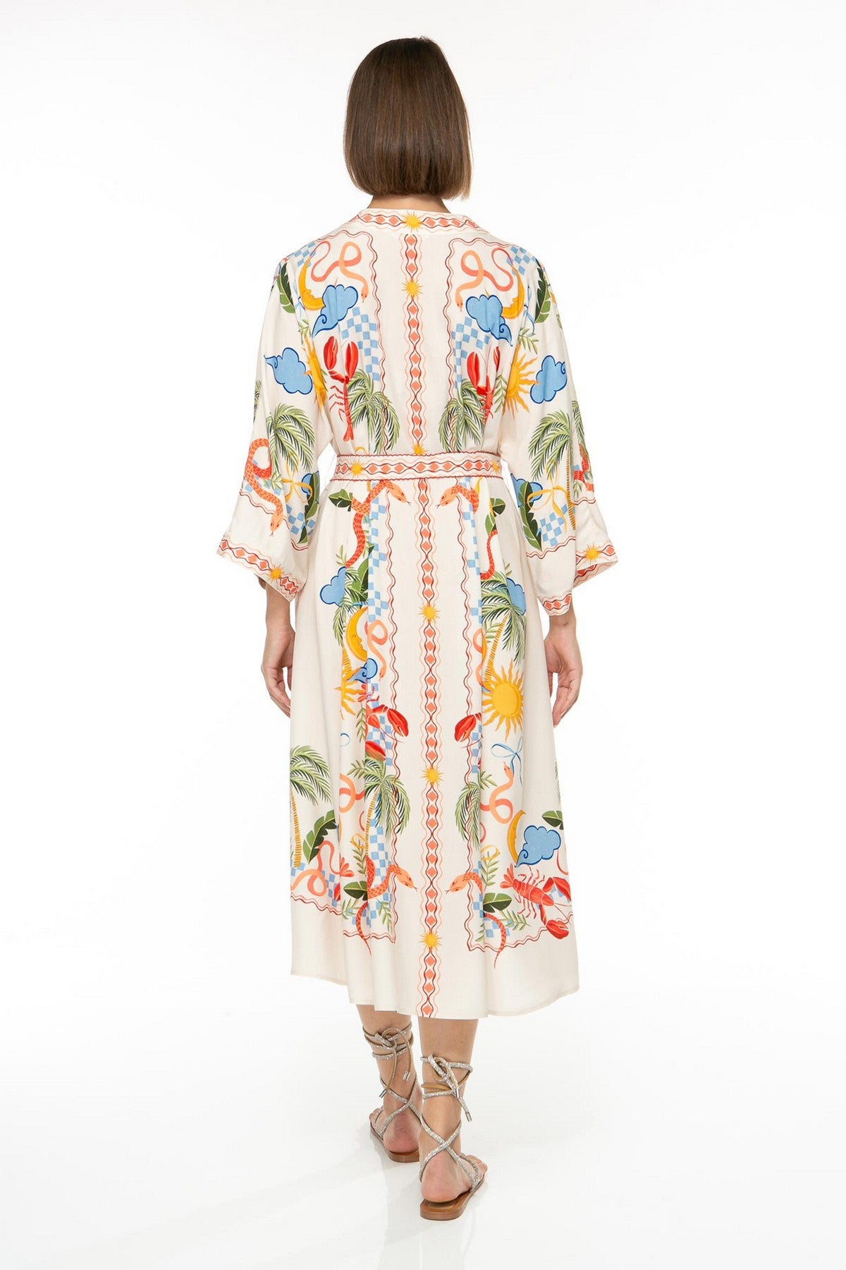 124130310 IVI Collection Sunshine kaftan jurk viscose achterzijde.