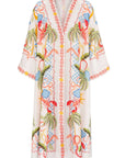 124130310 IVI Collection Sunshine kaftan jurk van ECOVERO viscose met kimonomouwen en ceintuur.