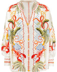 124110303 IVI Collection Sunshine tuniek zijde stretch met symmetrische print en V-hals.