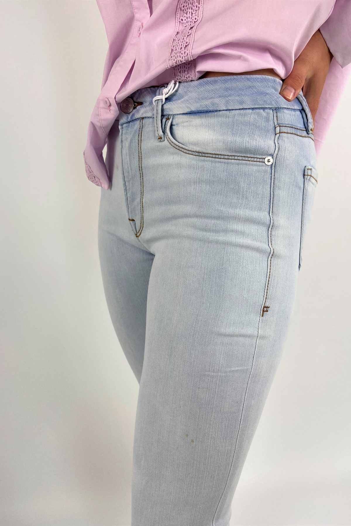 Frame - LCMBRA DVSN - jeans boot cropped uitgeraf blauw