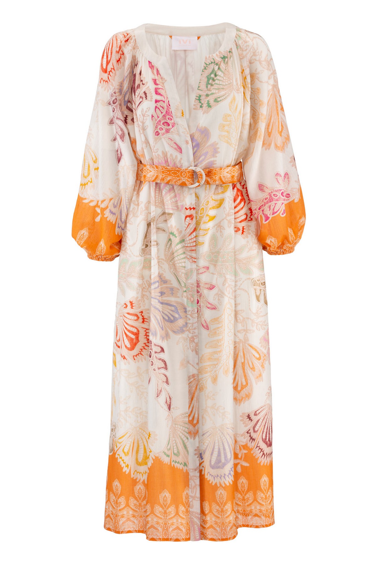 Kleed lang katoen voile in de kleur mandarijn van het merk Ivi Collection