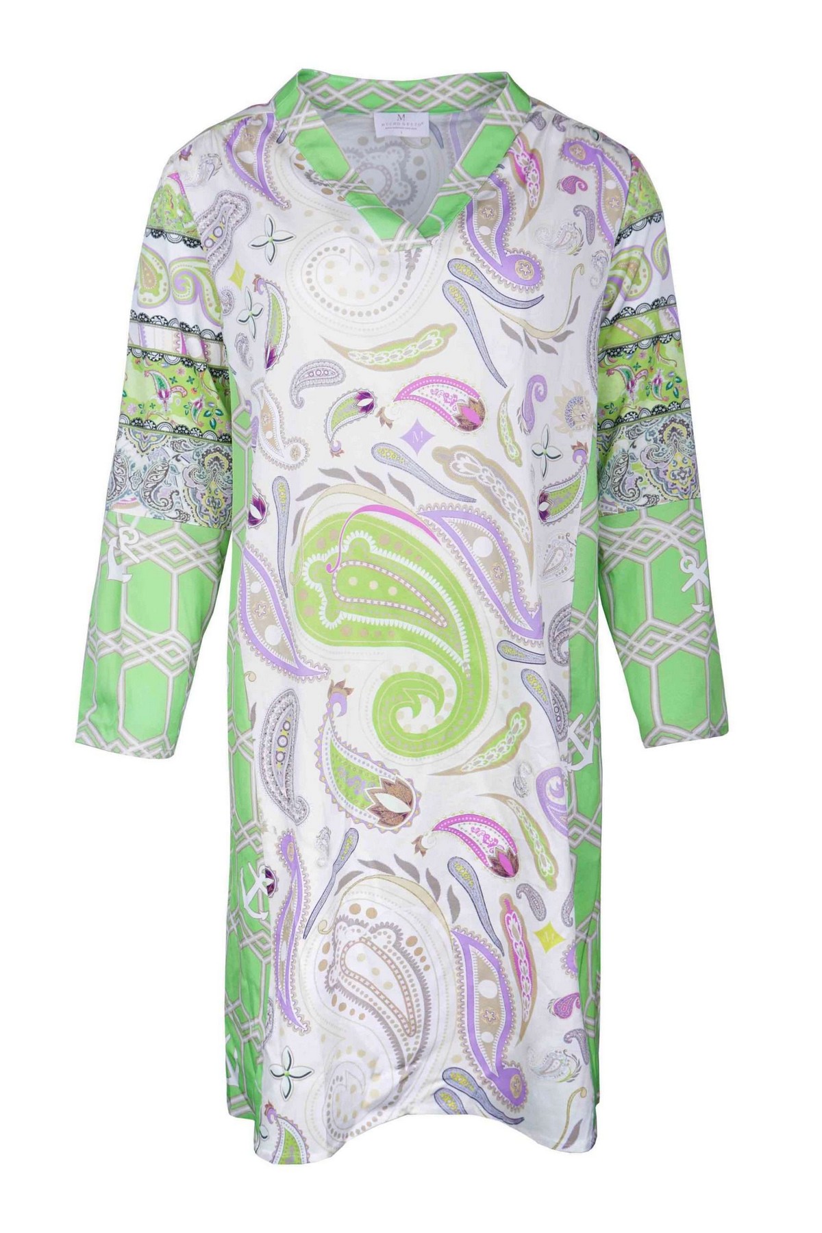 Mucho Gusto - Dress Palau 103 - Kleed kort print V paisley lila groen