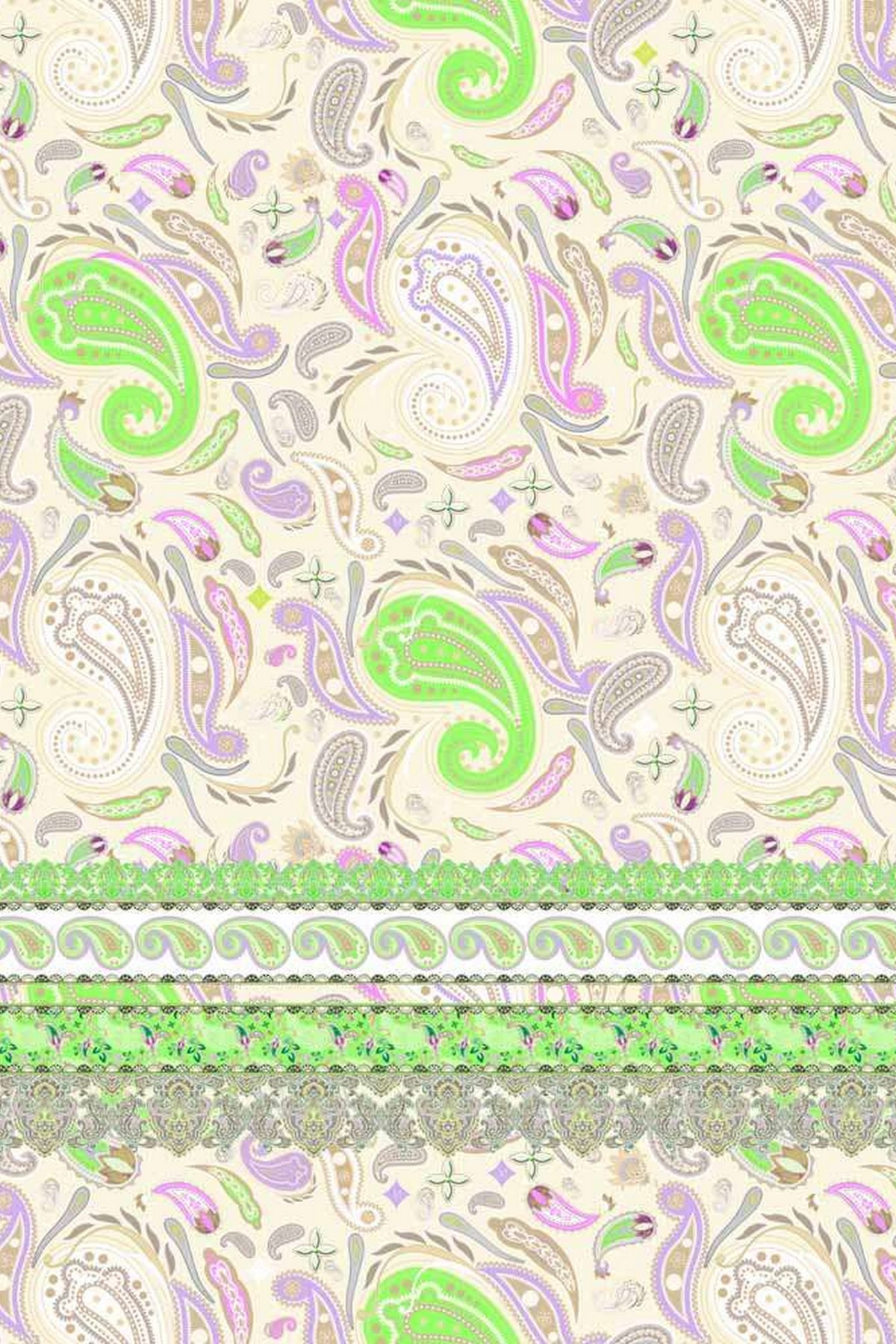 Mucho Gusto - Dress Palau 103 - Kleed kort print V paisley lila groen