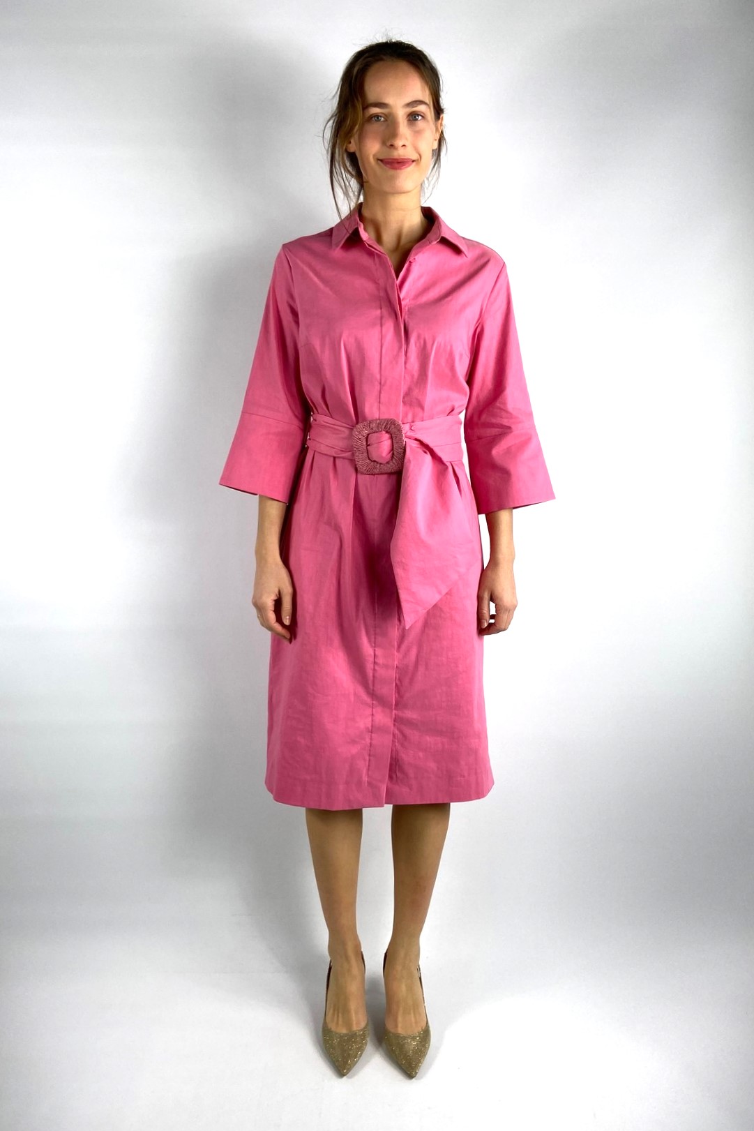 Kleed katoen linnen stretch in de kleur roze van het merk Natan