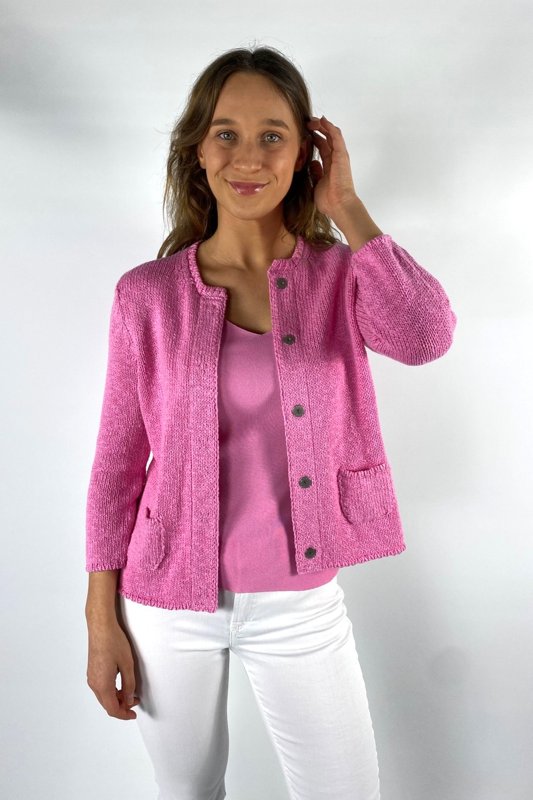 Vest katoen linnen in de kleur pink van het merk Anneclaire
