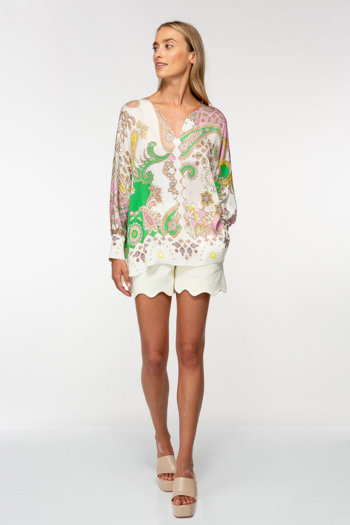 Ivi Collection - Paisley tunic - Bloes V zijde multicolor
