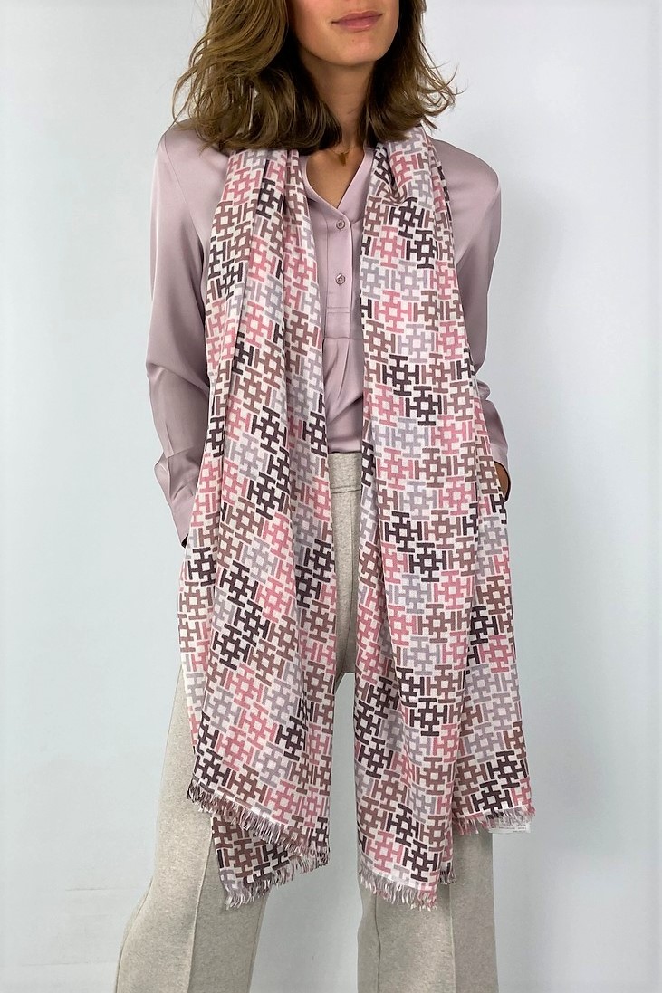 Hemisphere - Aliki 222B - Sjaal H cashmere ecru roze - uitverkocht