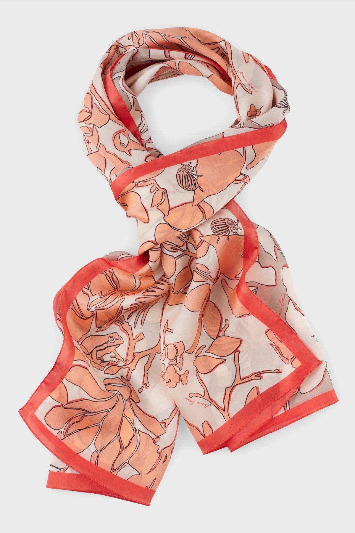 Sjaal lang zijde flower in de kleur oranje stone van het merk Marc Cain Collections