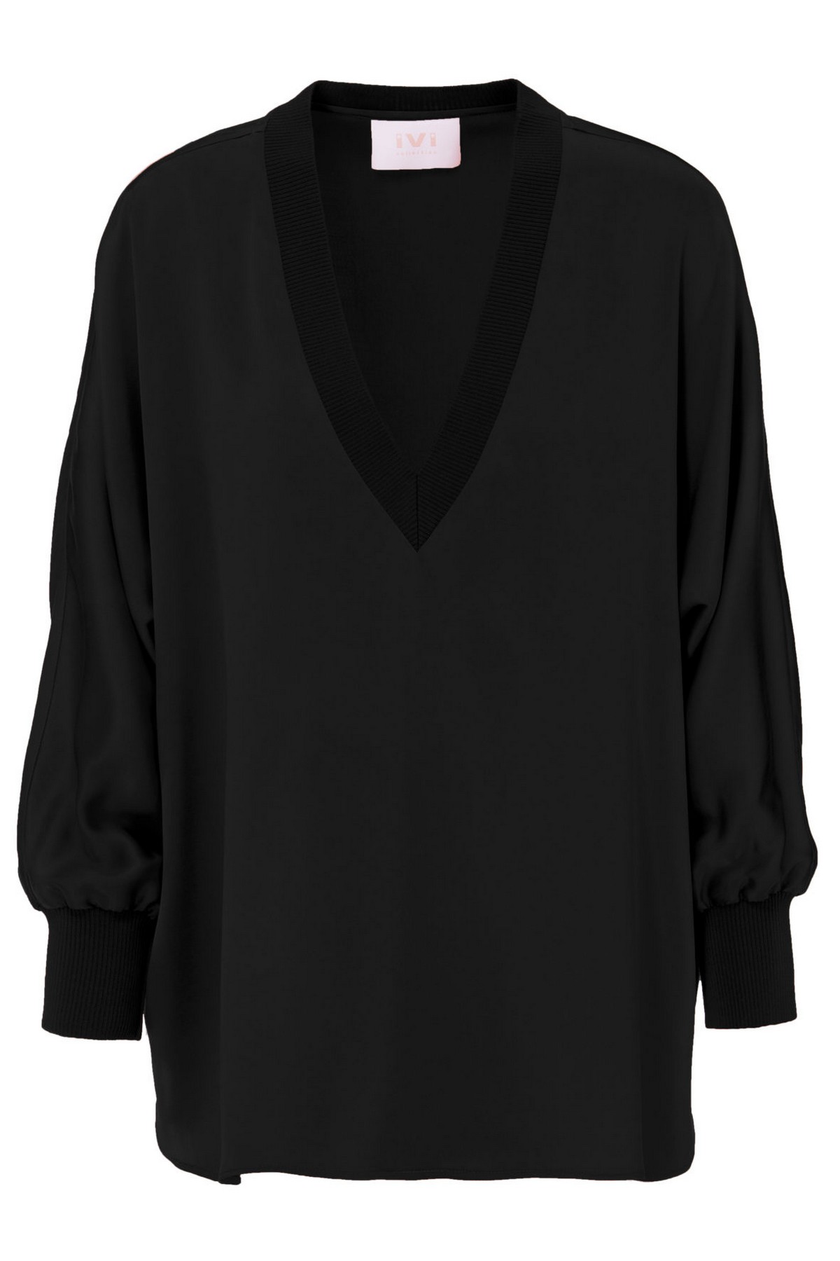 Shirtbloes V uni in de kleur zwart van het merk Ivi Collection