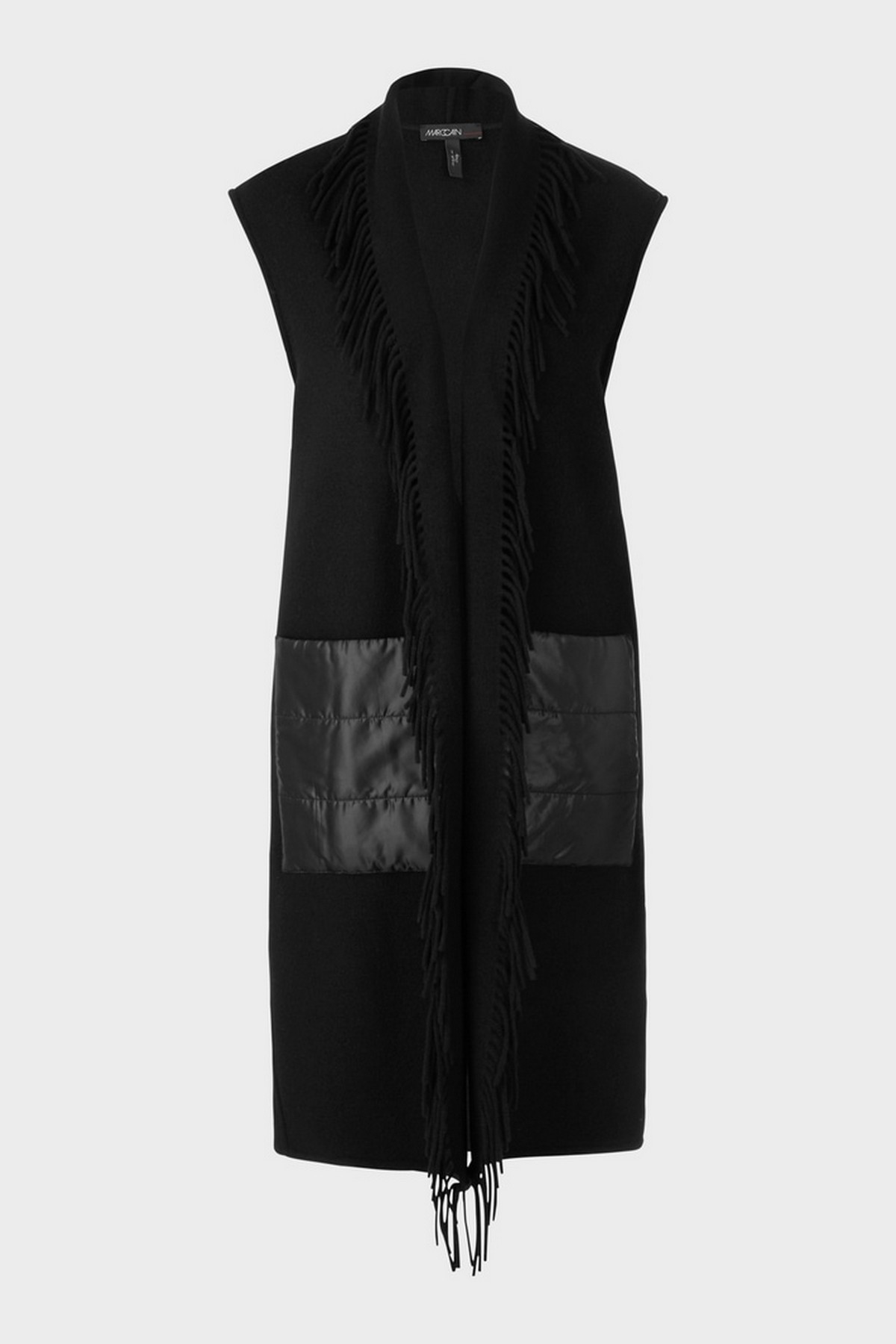 Mouwloze vest met franjes in de kleur zwart van het merk Marc Cain Collections