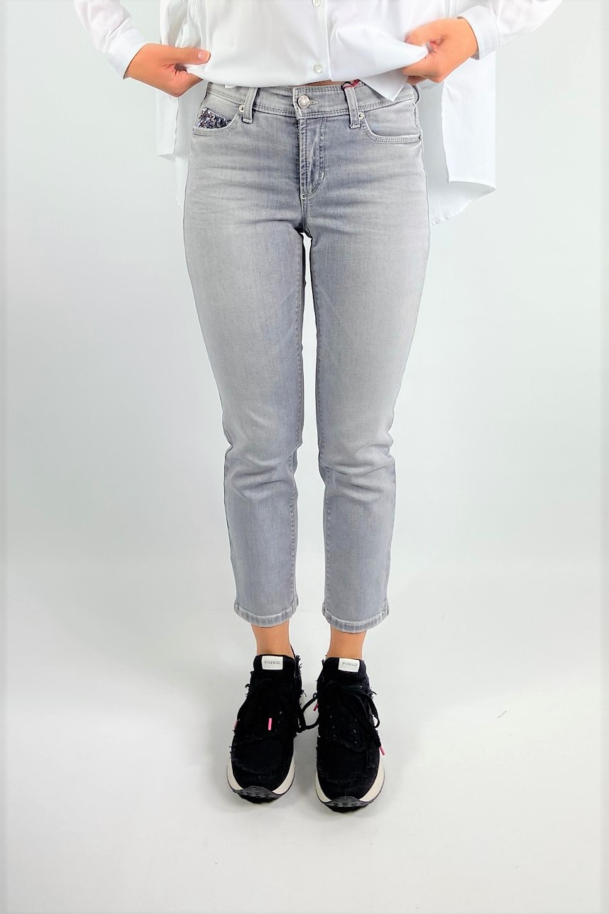 Jeans met pailletdetail in de kleur grey denim van het merk Cambio
