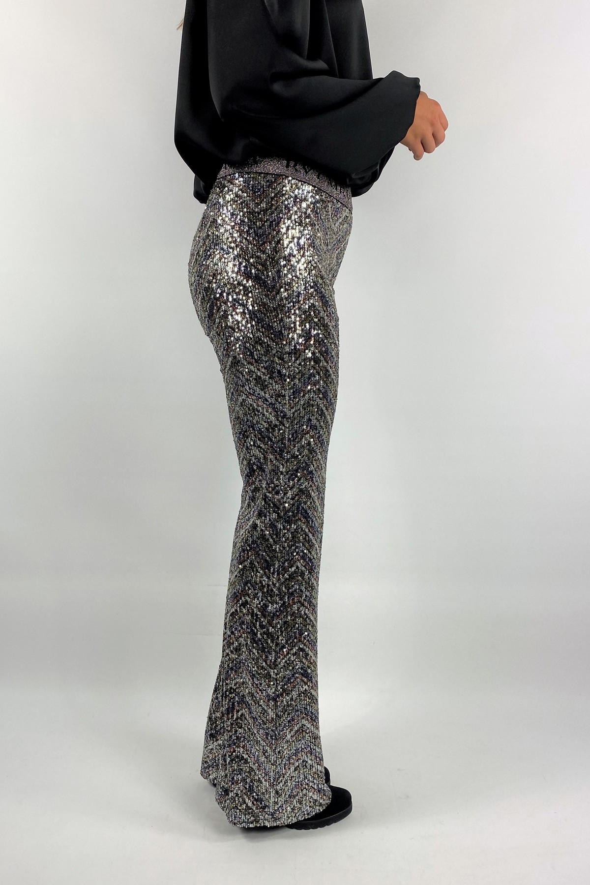 Cambio - Francis 6542 972 - Broek fashion zigzag zilver - uitverkocht